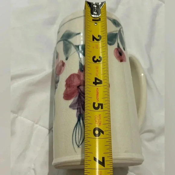 Vintage Handmade Cottagecore  Floral Flower Vase 7” Tall Large Handle 90s Unique - Picture 12 of 13